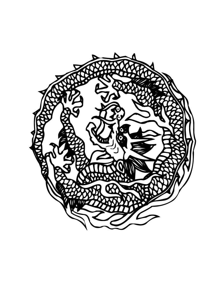 pin coloriage dun dragon mandala chinois a imprimer on